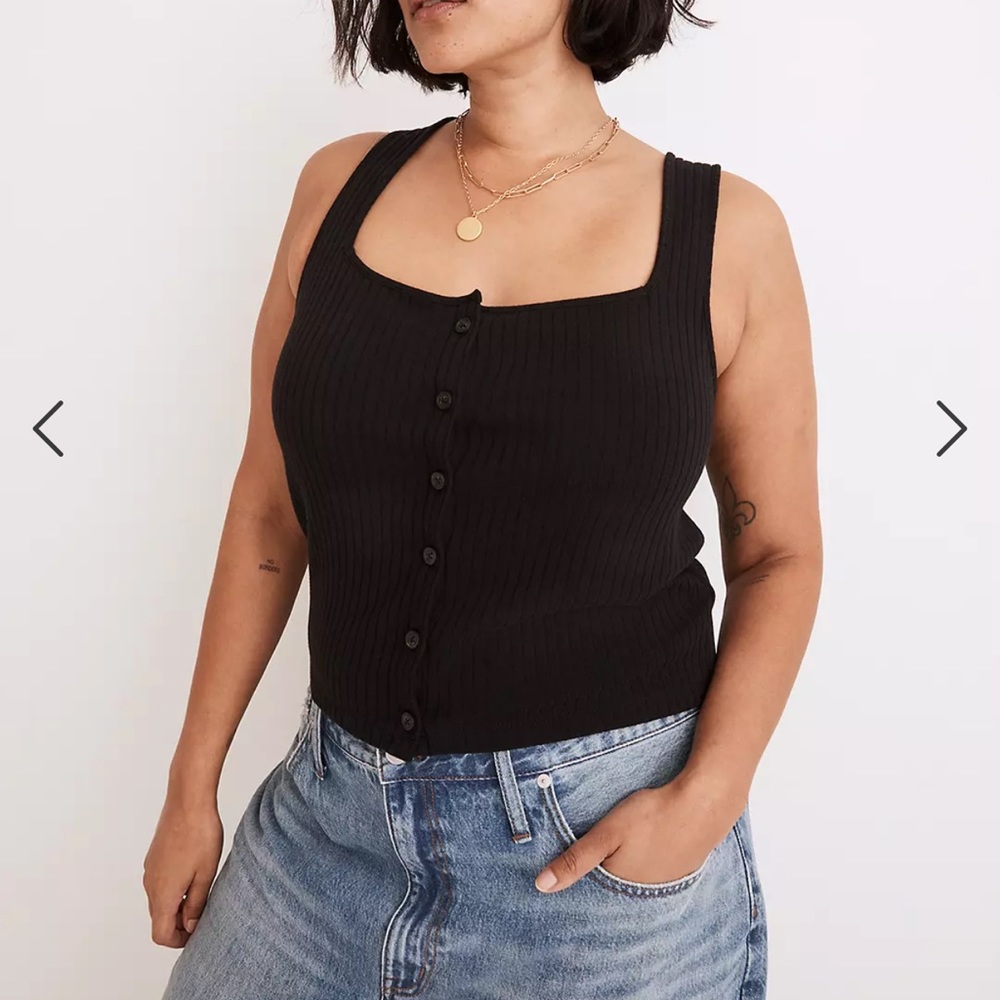 Madewell Ribbed cotton tank crop button down